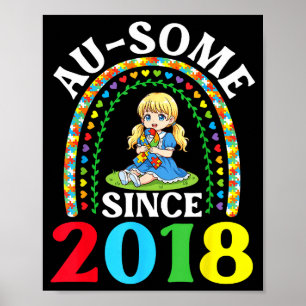 Autism Awesome Ausome Since 2018 Awareness 8th Bir Poster