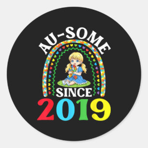 Autism Awesome Ausome Since 2019 Awareness 7th Bir Classic Round Sticker