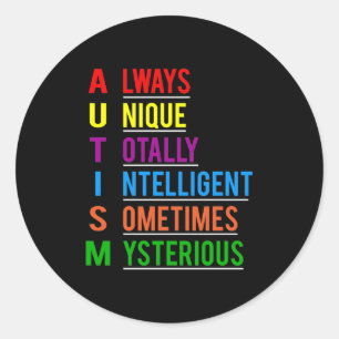 Autism Awesome Unique Classic Round Sticker