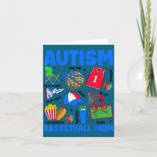 Autism basketball mom mama autism awareness card