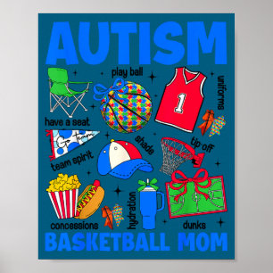 Autism basketball mom mama autism awareness poster