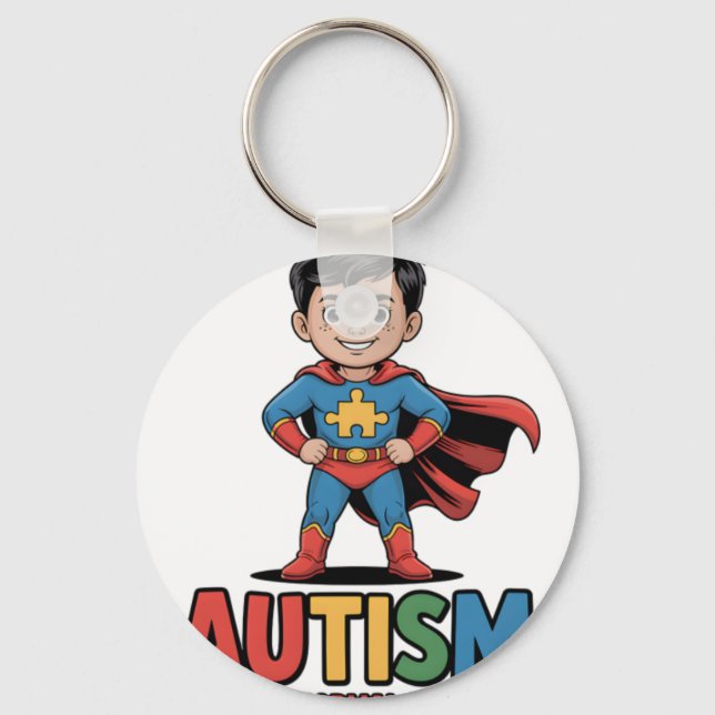 Autism Because Normal Is Boring Superhero Kid Auti Keychain (Front)