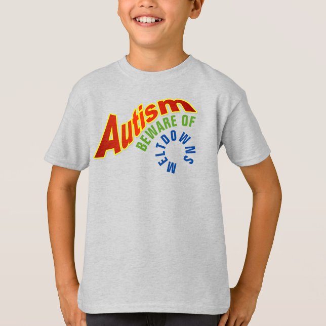 Autism Beware of Meltdowns Kids' Basic T-Shirt (Front)
