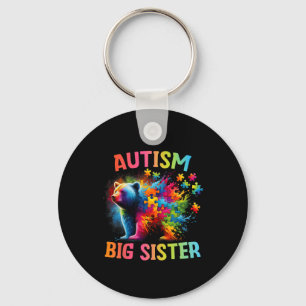 Autism Big Sister Colourful Rainbow Sister Bear Au Keychain