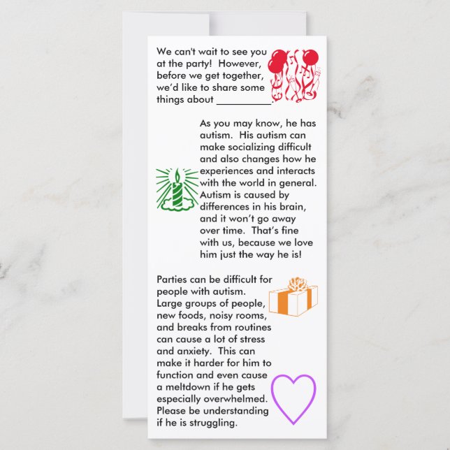 Autism Birthday Boy Flat Card (Front)