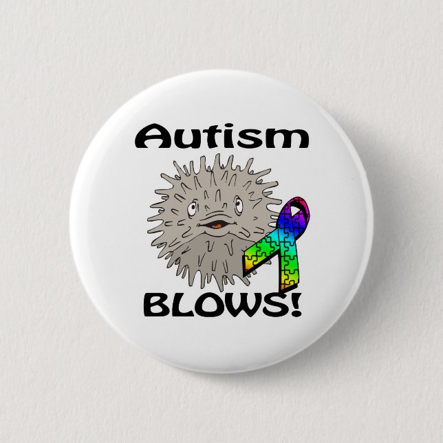 Autism Blows Awareness Design 2 Inch Round Button (Front)