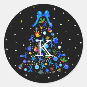 Autism Blue Christmas Tree Classic Round Sticker