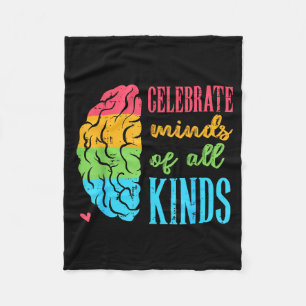 Autism Brain Celebrate Minds All Kinds Aware Men W Fleece Blanket