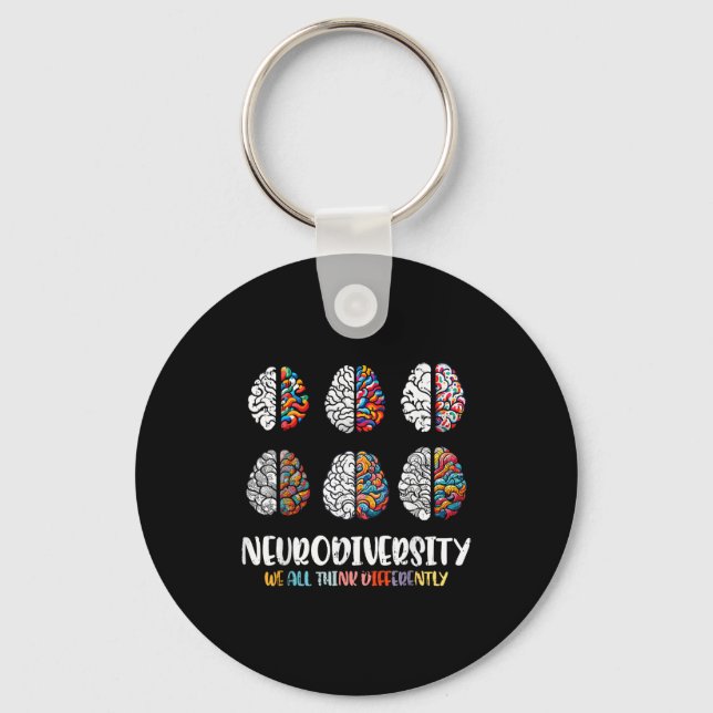 Autism brain neurodiversity asd awareness men wome keychain (Front)