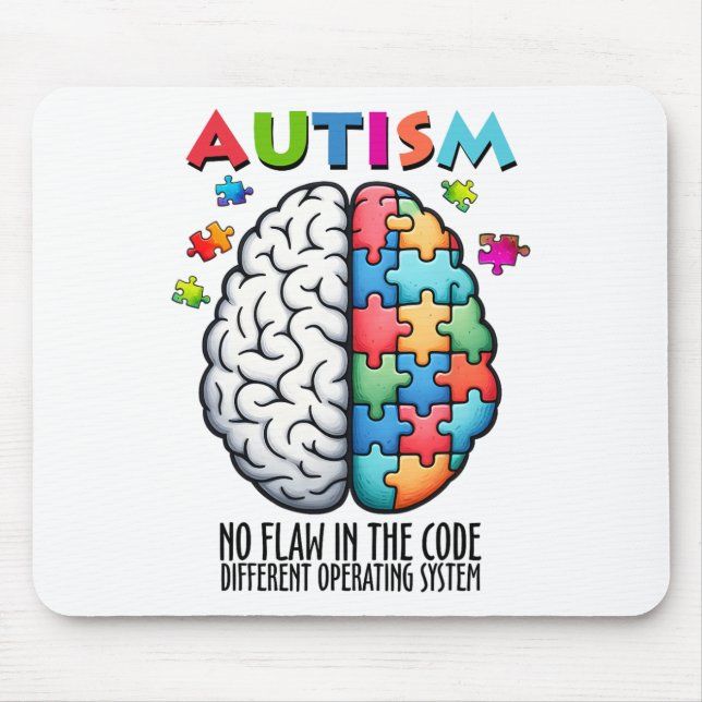 Autism Brain Puzzle No Flaw In The Code  Mouse Pad (Front)