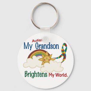 Autism BRIGHTENS MY WORLD 1 Grandson Keychain