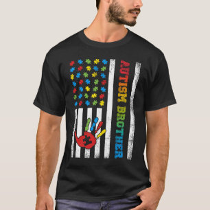 Autism Brother American Flag Autism Awareness T-Shirt