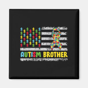 Autism Brother Autism Awareness Mom Dad Usa Flag G Magnet