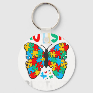 Autism Brother-In-Law Butterfly Awareness Puzzle P Keychain