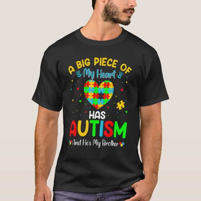 Autism Brother Sister Autism Awareness Motivationa T-Shirt (Front)