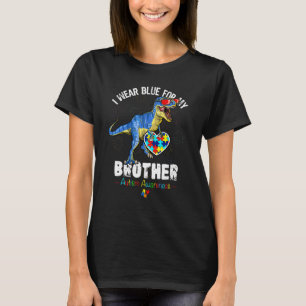 Autism Brother Wear Blue Dino Autism Awareness Kid T-Shirt