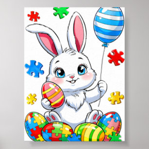 Autism Bunny Eggs Autism Awareness Easter Da Poster