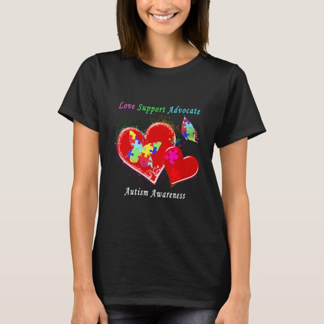 Autism Butterflies in Hearts T-Shirt (Front)