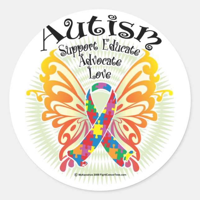 Autism Butterfly 3 Classic Round Sticker (Front)