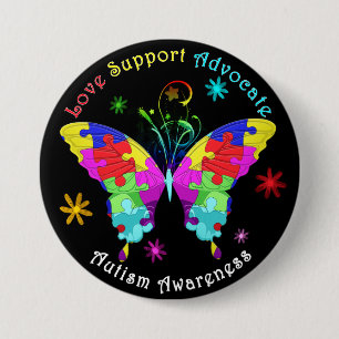 Autism Butterfly 3 Inch Round Button