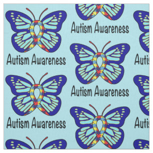 Autism Butterfly Awareness Ribbon Fabric