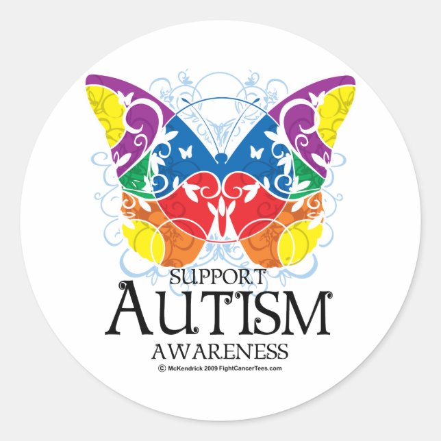 Autism Butterfly Classic Round Sticker (Front)