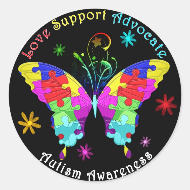 Autism Butterfly Classic Round Sticker (Front)