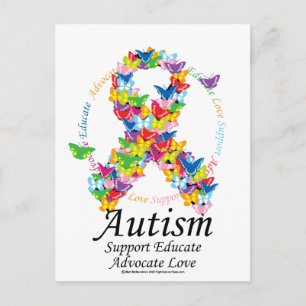 Autism Butterfly Ribbon Postcard