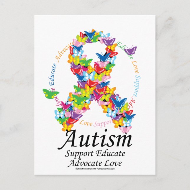 Autism Butterfly Ribbon Postcard (Front)