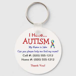 Autism Child ID Zipper Pull (Changeble Text) Keychain