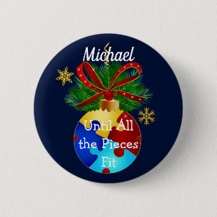 Autism Christmas Bauble 2 Inch Round Button
