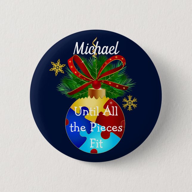 Autism Christmas Bauble 2 Inch Round Button (Front)
