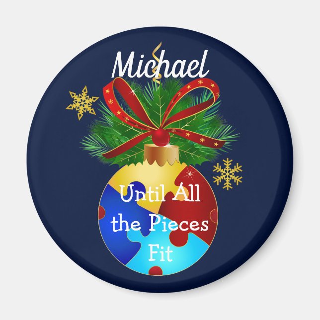 Autism Christmas Bauble Magnet (Front)