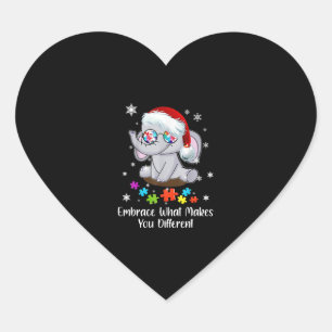 Autism Christmas Embrace What Makes You Different Heart Sticker