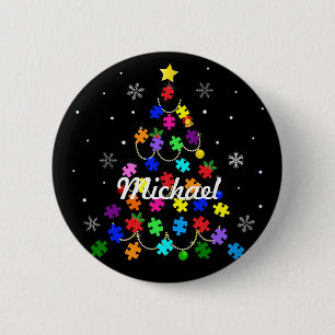 Autism Christmas Tree 2 Inch Round Button