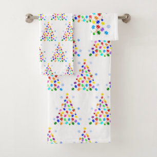 Autism Christmas Tree Bath Towel Set