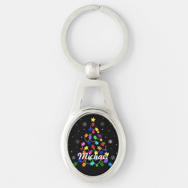 Autism Christmas Tree Keychain (Front)