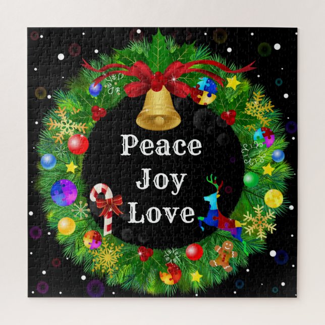 Autism Christmas Wreath Jigsaw Puzzle (Vertical)
