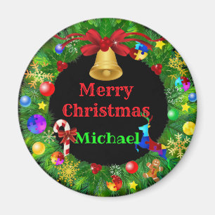 Autism Christmas Wreath Magnet