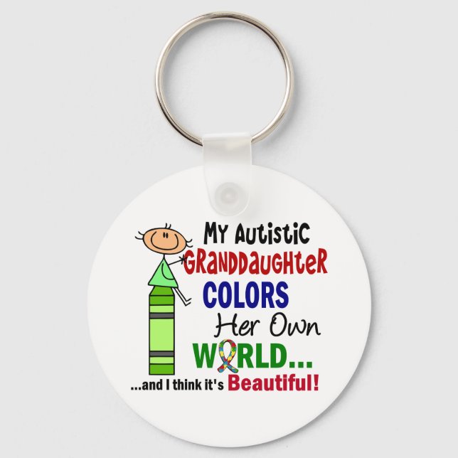 Autism COLORS HER OWN WORLD Granddaughter Keychain (Front)