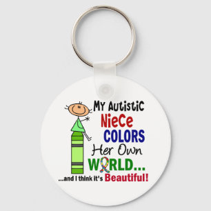 Autism COLORS HER OWN WORLD Niece Keychain