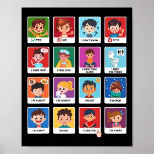 Autism Communication Cards Kids Emotions Speech Th Poster