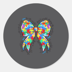 Autism Coquette Bow Puzzle Autism Awareness Proud  Classic Round Sticker