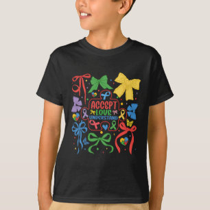 Autism Coquette Bow Puzzle Ribbon Autism Mama Neur T-Shirt