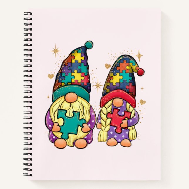 Autism Couple Gnome Notebook (Front)