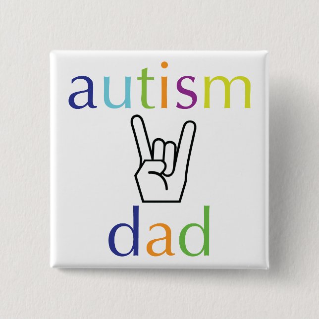 autism dad 2 inch square button (Front)