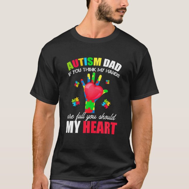 Autism Dad Awareness Support Cause Puzzle Spectrum T-Shirt (Front)