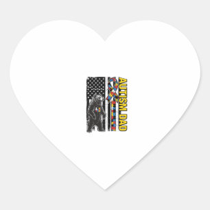Autism Dad Bear Flag Awareness Shirt Design_1 Heart Sticker