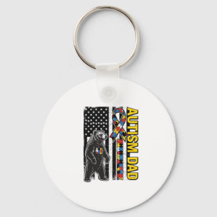 Autism Dad Bear Flag Awareness Shirt Design_1 Keychain