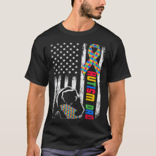 Autism Dad Bear USA Flag Family Matching Autism Aw T-Shirt